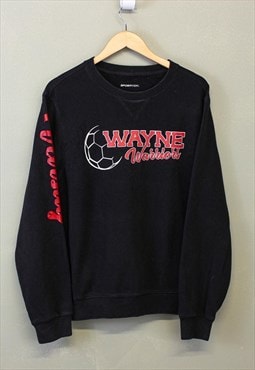 Vintage Wayne Warriors Sweatshirt Black With Red Graphic 