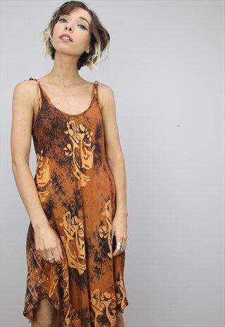 VINTAGE 90S PATTERNED SUMMER SLIP DRESS
