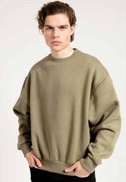 Basic Design Oversized Sweatshirt in Khaki