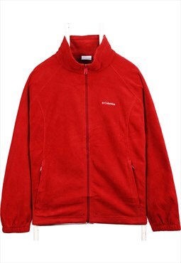 Vintage 90's Columbia Fleece Jumper Spellout Logo Zip Up Red
