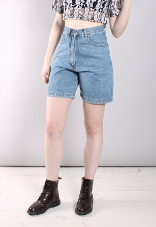 VINTAGE 80S BLUE DENIM HIGH WAISTED SHORTS
