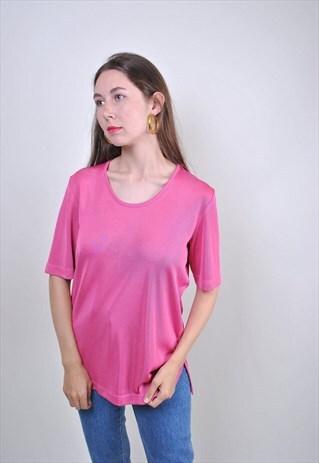 90S BRIGHT PINK SPORT TSHIRT, SIZE M
