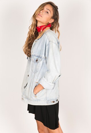 VINTAGE 80S LEVIS DENIM JACKET (REAL LEATHER COLLAR)/ R017