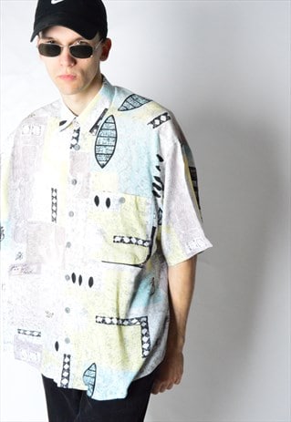 VINTAGE 90S PASTEL ABSTRACT SHORT SLEEVE SHIRT