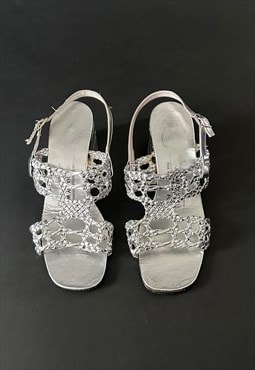 60's Freeman Hardy Willis Vintage Silver Ladies Shoes