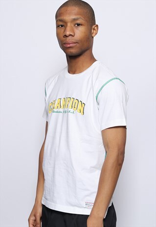 VINTAGE CHAMPION BIG SPELL OUT LOGO T-SHIRT WHITE