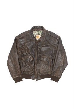 HARD ROCK CAFE Biker Leather USA Jacket Brown 90s Mens XL