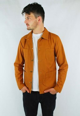 60s French Duck Brown Cotton Canvas Chore Work Jacket