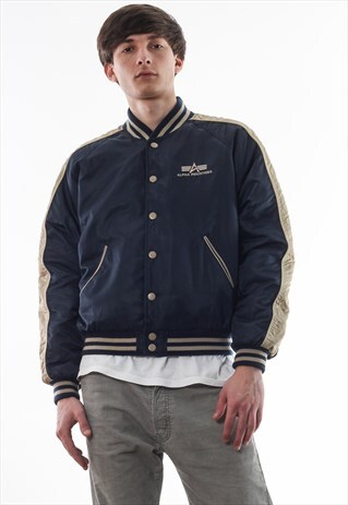 VINTAGE ALPHA INDUSTRIES FLIGHT BOMBER 90S NAVY BLUE