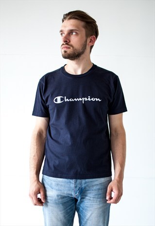 VINTAGE RETRO BLUE CHAMPION T-SHIRT TOP