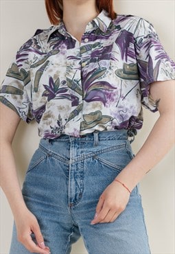 Vintage 80s Relaxed Fit Short Sleeve Shirt Abstract Print M