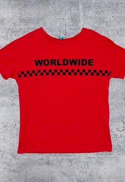 Vintage Y2K 00's Red Crew Neck Racing Graphic Tee T-shirt