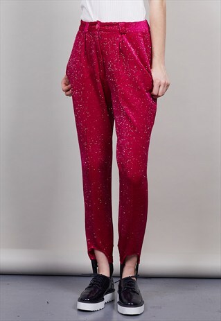 VINTAGE HIGH WAISTED PINK CORDUROY STIRRUPS TROUSERS
