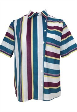 Vintage Shirt 70s Mod Pinup Boho Utility Striped Collared