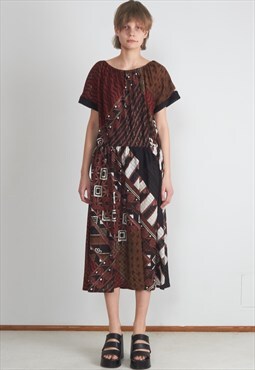 REVIVAL Vintage Brown FRANK USHER Midi Dress