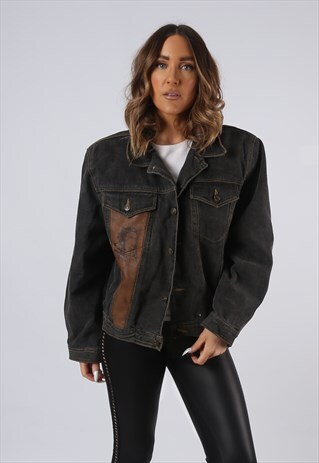 VINTAGE DENIM JACKET OVERSIZED FITTED UK 14 LARGE (AER)