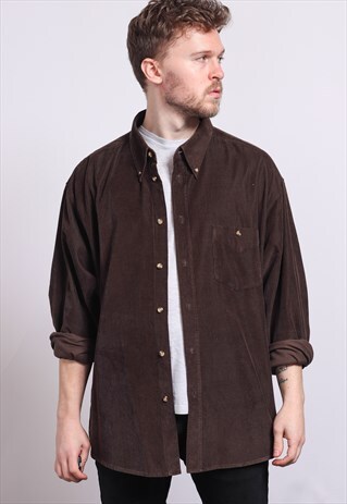 VINTAGE CORDUROY CORD SHIRT BROWN