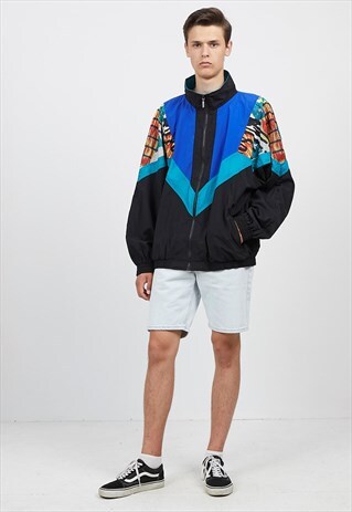 VINTAGE BLACK BLUE ERIMA SHELL JACKET
