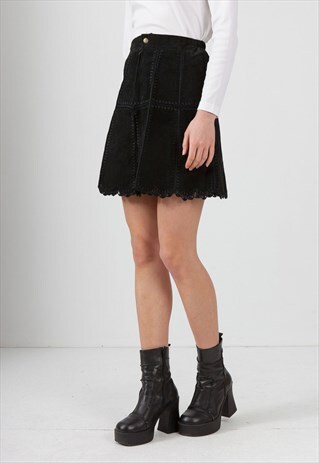 VINTAGE BLACK LEATHER MINI SKIRT