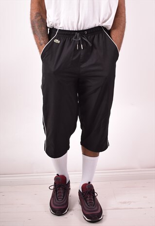 LACOSTE MENS VINTAGE SHORTS SMALL BLACK 90S