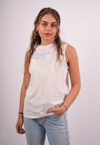 VINTAGE PUMA VEST TOP WHITE