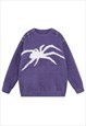 Spider sweater metal chain jumper Gothic punk top in purple