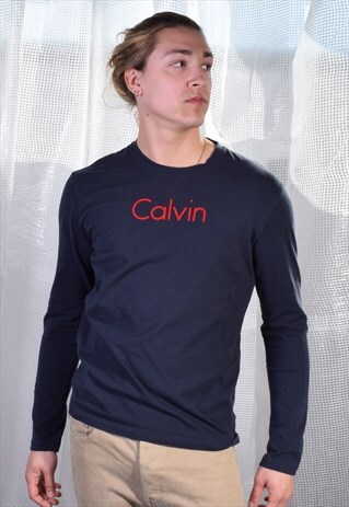 VINTAGE CALVIN KLEIN NAVY LONG SLEEVED TEE