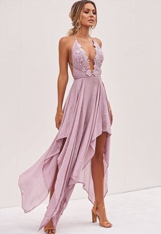 MAUVE ASYMMETRICAL MAXI DRESS