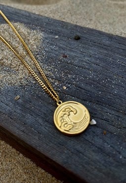 Gold Wave Necklace 18K Gold