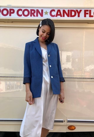 VINTAGE BLUE BLAZER WITH SHELL BUTTONS