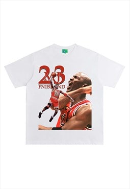 White MJ Graphic Cotton Fans T shirt tee 