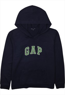 Vintage 90's Gap Hoodie Spellout Pullover Navy Blue Large