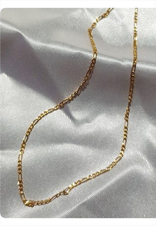 GOLD FINE FIGARO CHAIN NECKLACE