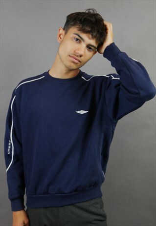 NAVY BLUE UMBRO SWEATSHIRT WITH PIPING
