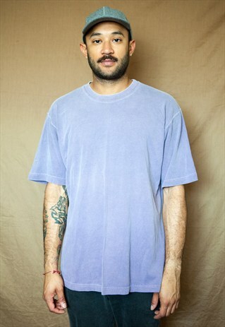 90S PIGMENT DYED WASHED OUT PURPLE SHORT SLEEVE TEE LARGE