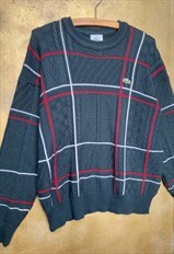Lacoste Y2K Check Knitted Jumpe Grey Red  White Medium 
