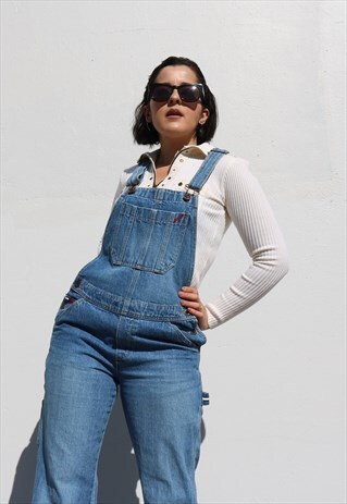 90'S TOMMY HILFIGER SZ M OVERALLS JUMPSUIT BLUE