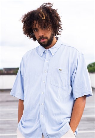 VINTAGE 90'S LACOSTE BUTTON UP SHIRT IN BABY BLUE