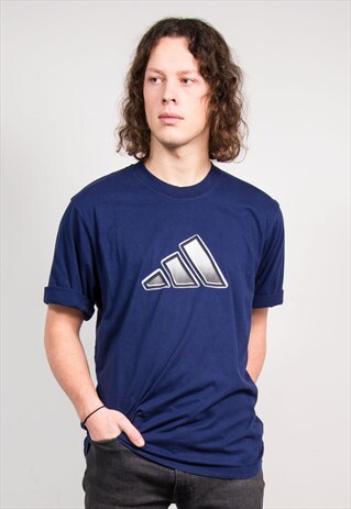 VINTAGE 90'S ADIDAS NAVY BLUE T-SHIRT