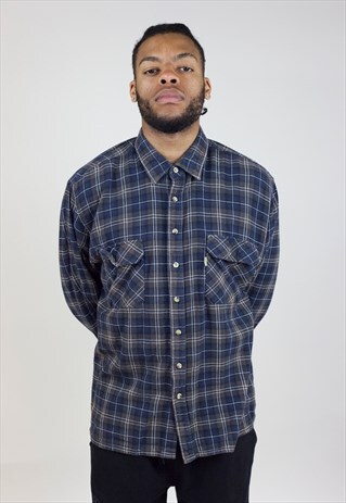 VINTAGE 90S NAVY/BROWN CHECK SHIRT