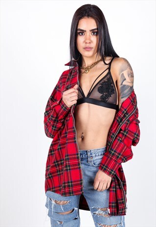 VINTAGE FLANNEL ZIP-UP SHIRT S996