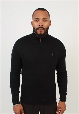 Men's Polo Ralph Lauren Black Zip Neck Sweater