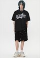 METAL ARTWORK UTILITY SHORTS PREMIUM PUNK PANTS IN BLACK