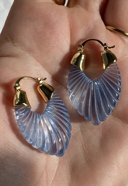 SEPHER. Pastel Blue Resin Shell Hoop Earrings