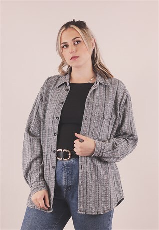 VINTAGE 90S AZTEC PRINT HEAVY COTTON SHIRT /A25040