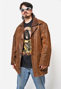 Vintage brown suede leather jacket Autumn fall winter 90s 