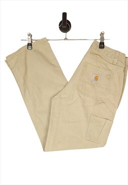 Women's Carhartt Carpenter Trousers In Beige Size 26 UK 8