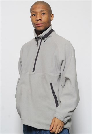VINTAGE CHAMPION 1/4 ZIP LOGO FLEECE BLUE