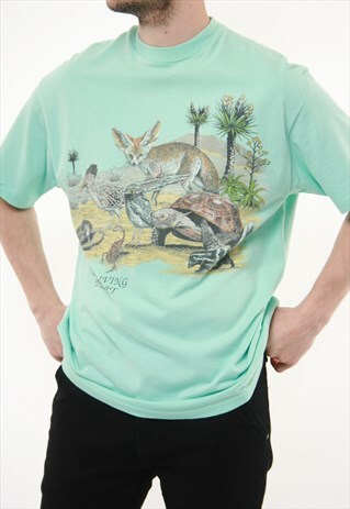90S VINTAGE HARLEQUIN AUSTRALIAN ANIMALS T-SHIRT 14228