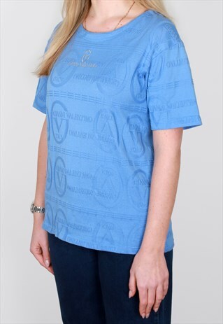 VINTAGE VALENTINO LOGO BLUE TOP